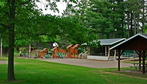 Park buildings and playground