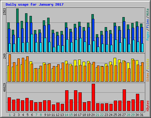 Daily usage for January 2017