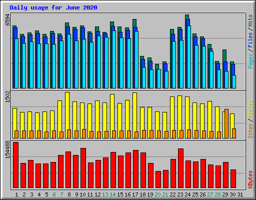 Daily usage for June 2020
