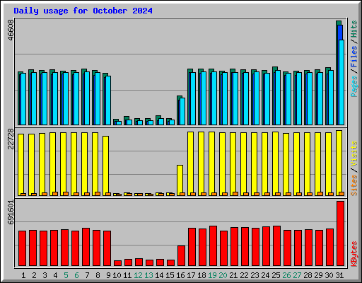 Daily usage for October 2024