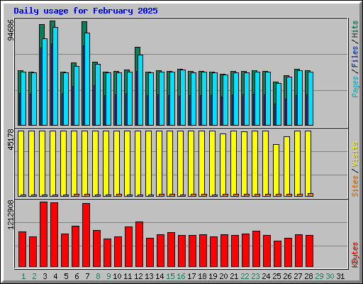 Daily usage for February 2025
